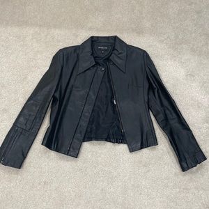 Byblos Black Genuine Leather Jacket (Small)